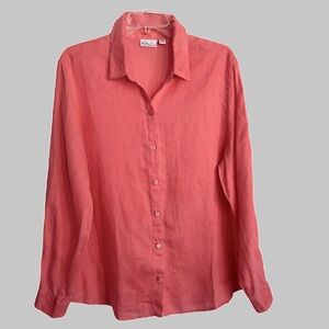 Kim Rogers Size Large 100% Linen Long Sleeve Button-Up Shirt Blouse
NWOT